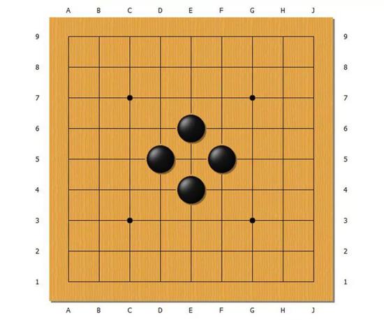 這樣一(yī)來，中(zhōng)央的白(bái)棋就被吃掉了。